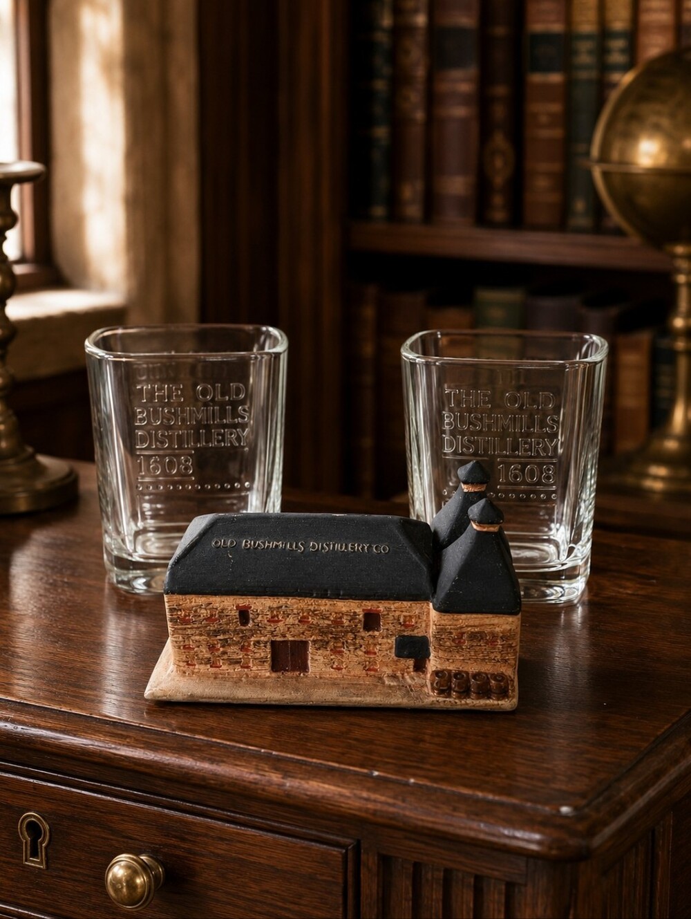 Vintage Bushmills Distillery Gift Set Philip Laureston Glasses Model 922